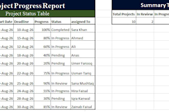 create a professional ms word and excel project management dashboard