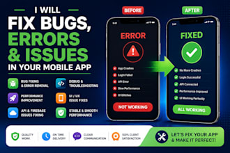 fix bugs, errors and issues in your mobile app