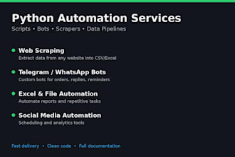 build python automation script bot or web scraper
