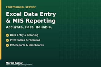 do excel data entry, cleaning and mis reporting