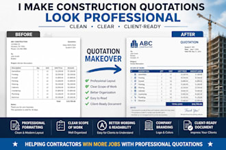 professionally format your construction quotation