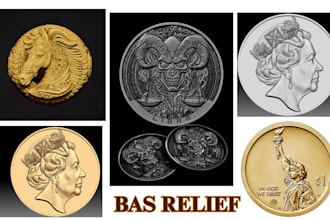 sculpt 3d bas relief coin pendant medallion cnc stl model for 3d print engraving