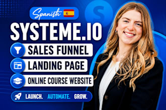 spanish system io sales funnel, online course website, systeme io landing page