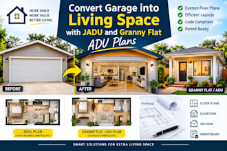 convert garage into living space with jadu and granny flat adu plans