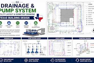 do drainage pump system utility layout isometric drawing texas building design
