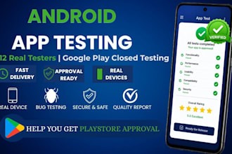 provide 12 testers for google play closed testing and android app testing