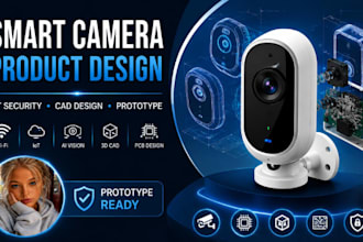 smart camera product design for iot security devices and cad prototype models