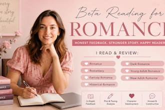 beta read, alpha read and critique your romance book and erotic romantasy novel