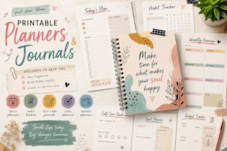 design printable planner, journal, workbook, and tracker in 24 hours