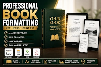 professionally format your book to kpf epub pdf for amazon kdp