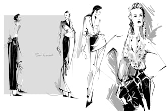 draw fashion illustrations in retro style