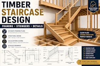 design timber staircase framing, stringers and details