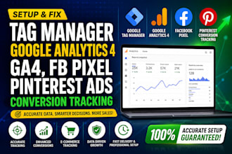 tag manager, google analytics4, ga4, fb pixel, pinterest ads conversion tracking