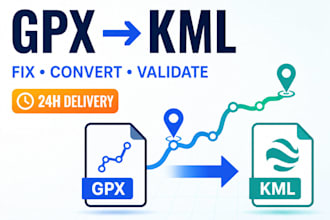 fix gpx and kml files and convert map data