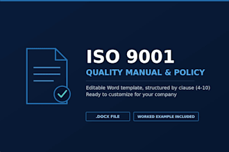 create your iso 9001 quality manual and documentation
