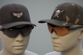 create realistic 3d cap, sunglasses and eyewear models, mockup