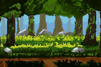 do pixel art background and environment for games