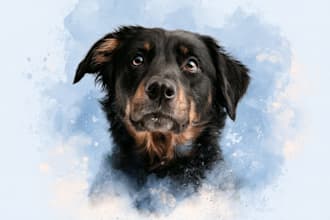 draw watercolor pet portrait