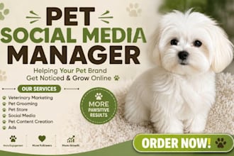 be your pet social media manager for pet grooming and pet products