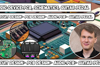 design audio device pcb, schematics, guitar pedal effect with gerber files