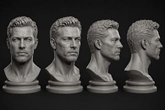 sculpt realistic 3d head, 3d bust, face or 3d full body model for 3d printing