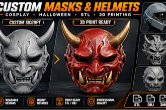 create custom 3d mask, halloween helmet, cosplay props stl for printing