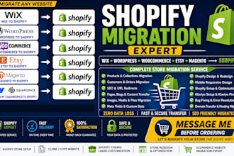 migrate website to shopify from wix wordpress woocommerce etsy