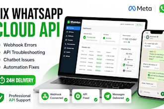 fix whatsapp cloud API, webhook issues, whatsapp automation and chatbot setup