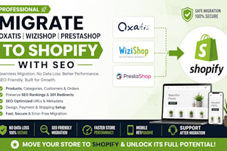 migrate oxatis wizishop prestashop store to shopify with SEO