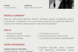 design professional resume CV and biodata in 24 hours