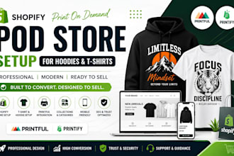 set up a shopify printful pod store for t shirts and hoodies