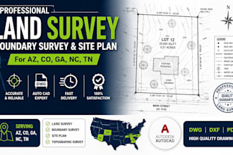 draw land survey, boundary survey, site plan for az, co, ga, nc, tn