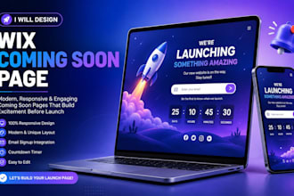 design a wix coming soon page and landing page for your website