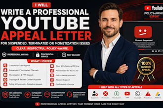 write a youtube appeal for suspended or terminated channels