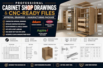 create custom cabinet shop drawings and cnc ready manufacturing files