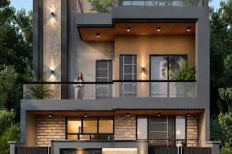 create 3d house exterior visualization and 3d rendering