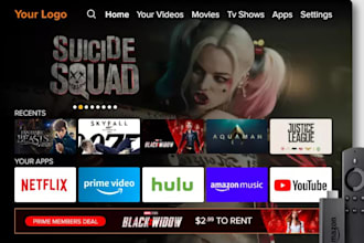 build roku, fire TV, android TV, ott app with vod, live TV and store publish