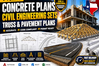 design texas concrete design, civil engineering  sets, truss and pavement design