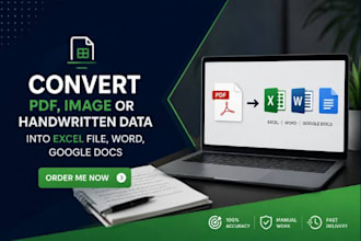 convert pdf, image or handwritten data into excel file, word, google docs