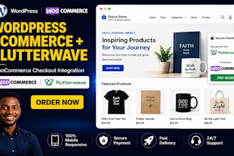 develop wordpress ecommerce webseite and flutterwave checkout with woocommerce