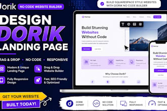 design dorik landing page website builder drag drop no code build squarespace