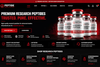 design woo commerce peptide website, and fda complaint research peptide store