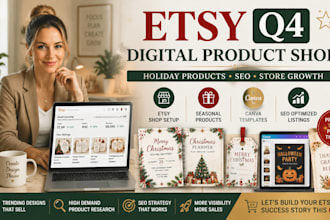 build etsy q4 digital products shop halloween invitations, holiday cards SEO