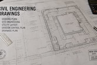 provide new york civil drawings, grading plan, site engineering utility layout