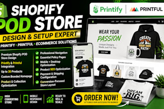 shopify pod printify printful store design ecommerce website setup expert