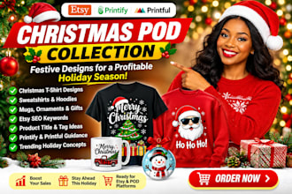 christmas pod christmas  etsy pod printify printful etsy seo holiday products