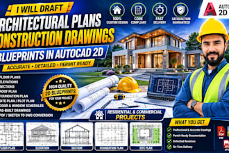 draft architectural plans, construction drawings, blueprints in autocad 2d