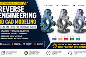 do reverse engineering 3d cad modeling, stl to cad step file product design