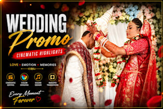 edit cinematic wedding videos and wedding promo highlights