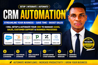 setup CRM automation using  salesforce hubspot zoho CRM pipedrive zendesk nimble
